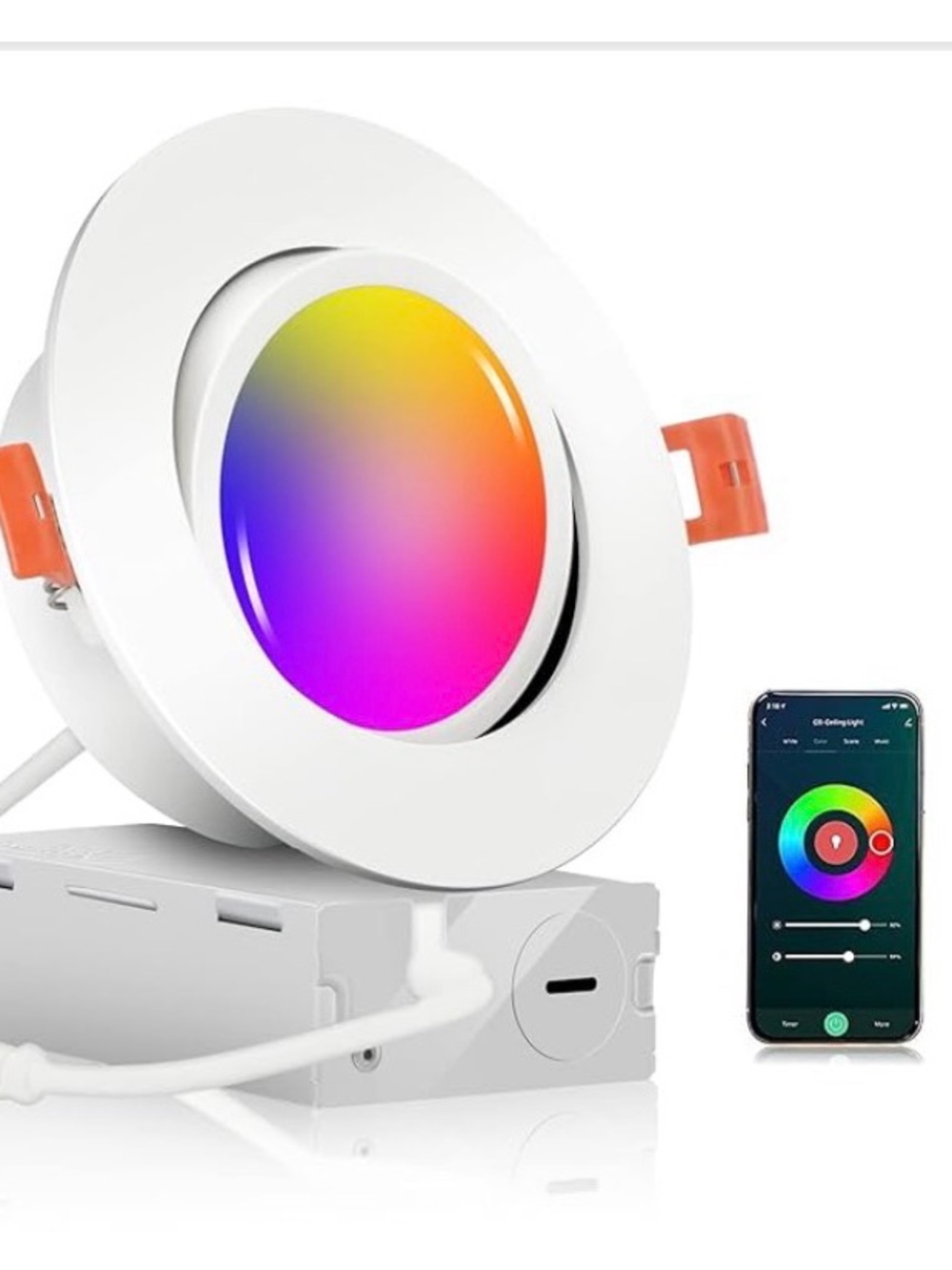 NIB Cloudy Bay Smart RGB Wi-Fi Recessed Ceiling Lights 4" White Pack of 4